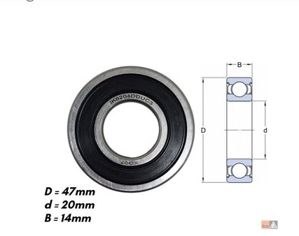 NSK6204DDU ROLAMENTO ALT.FORD L/P.WAPSA UNIV.> 47X20X14