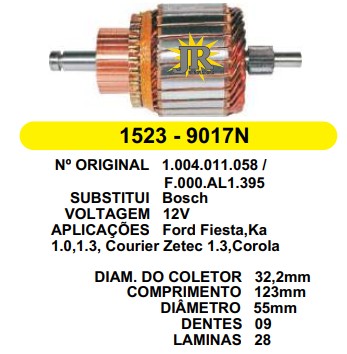 1523 IND. PART. BOSCH COROLLA/FIESTA/KA 12V C123 D55 9D 