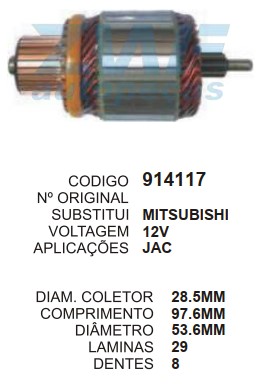 9099/914117 IND. PART. MITSUBISHI JAC C97.6 D53.6 8D ZWF
