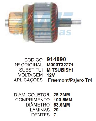 9127/914090 IND. PART. MITSUBISHI PAJERO 12V C100.5 D53.6 7D ZWF