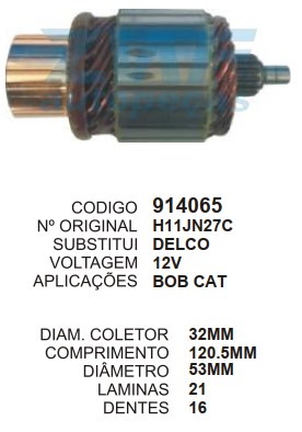 9139/914065 IND. PART. DELCO BOB CAT 12V C120.5 D53 16D ZWF