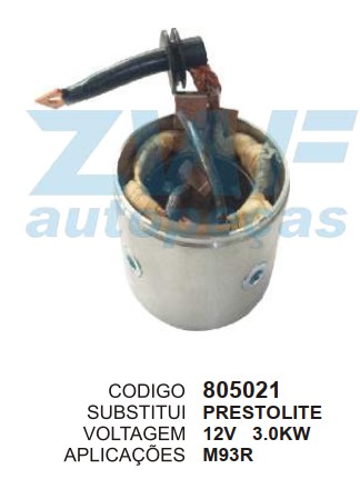 805021 BOBINA NA CARCACA PRESTOLITE M93R 3.0KW 12V 