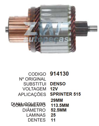 1742/914130 IND. PART. DENSO SPRINTER 515 12V C113.5 D52.5 11D ZWF