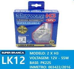 LK12 KIT LAMPADA H3 12V 55W SUPER BRANCA SKYWAY 