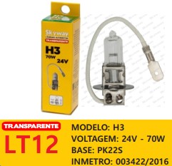 LAMPADA H3 24V 70W SKYWAY LT12 COMUM 
