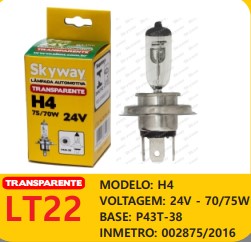 LAMPADA H4 24V 75/70W SKYWAY LT22 COMUM 