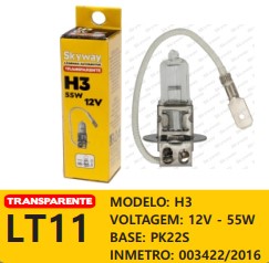 LAMPADA H3 12V 55W SKYWAY LT11 COMUM 