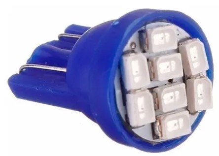 TP07 LED PINGAO T10 8 LEDS AZUL 12V W5W