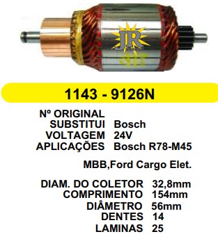 9126/800262 IND. PART. BOSCH MB/CARGO ELET. 24V C154 D56 14D HS