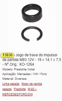 GB13830 JOGO TRAVA BENDIX INDUZ. PART. PRESTOLITE M93R (02PÇS) M100R