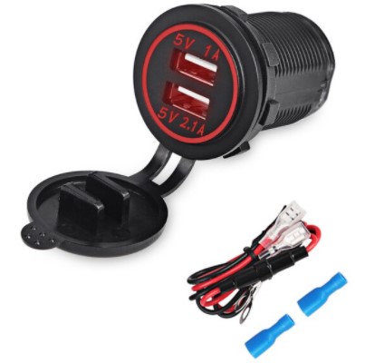 TOMADA CARREGADOR USB VEICULAR LED VERMELHO 12/24V (S/VOLT) CC033101