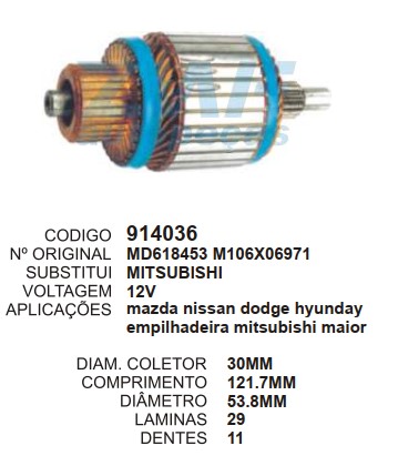 9044/914036 IND. PART. MITSUBISHI 29L C/RED 12V C121.5 D54 11D JR ZWF