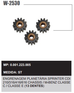 W2530ST -KIT ENGREN. PLANETARIA BOSCH SPRINTER/MB CLASSE C/E 13D 3PÇS 