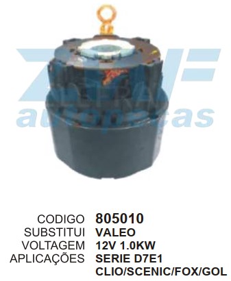 805010 BOBINA NA CARCACA VALEO D7E GOL/FOX C/PE ZWF