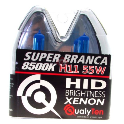 KIT LAMPADA H11 12V 55W SUPER BRANCA QUALYTEN