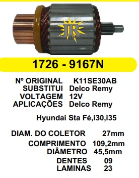 9167 IND. PART. DELCO HYUNDAI IX35 12V C109.2 D45.5 9D 