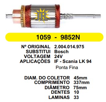 1059 IND. PART. BOSCH IF SCANIA LK94 24V C337 D75 10D