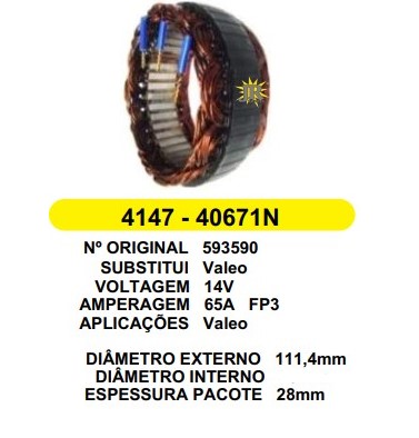 4147 EST. VALEO E111.4 I87 L28 FP3 65A 12V