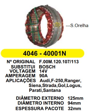F00M120107/4046 EST. BOSCH E125 I94 GOL MI 94MM L 32MM 90A 12V