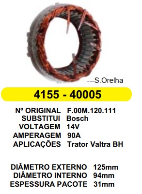 4155/BF00M120111 EST. BOSCH E125 I94 TRATOR VALTRA BH 94 90A 12V