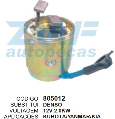 805012 BOBINA NA CARCACA DENSO KUBOTA/YANMAR 12V