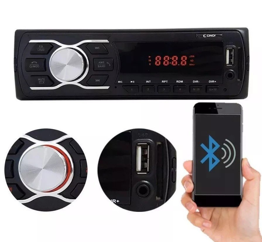 RADIO CINOY APP/USB/SD/MP3/FM/WMA/BT VISOR VERMELHO