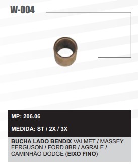 W004ST -BUCHA LB.W1120 MF/8BR EIXO FINO LADO FUCINHO (C10UN)
