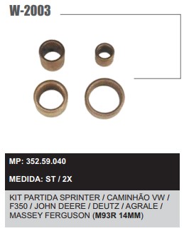 W2003ST -KIT BUCHA PART.PRESTOLITE CAM VW/MF/F350 JOHN DEERE 