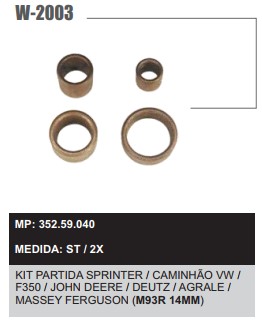 W20032X -KIT BUCHA PART.PRESTOLITE CAM VW/MF/F350 JOHN DEERE 