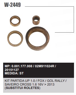 W2449ST -KIT BUCHA PART.BOSCH UP 1.0/FOX/GOL RALLY/SAVE
