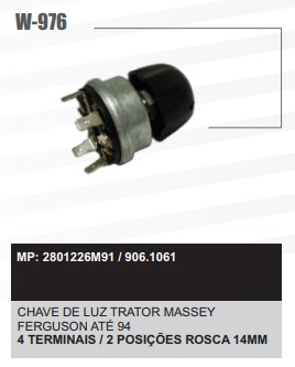 ARG976 CHAVE DE LUZ TRATOR MF 4 TERMINAIS