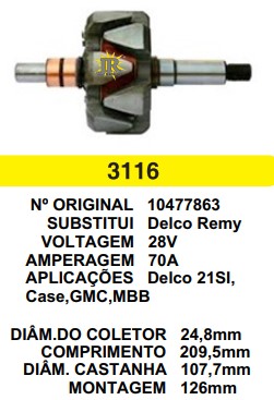 3116 ROTOR DELCO CHALLENGER 28V C209.5 D107.7 S/V