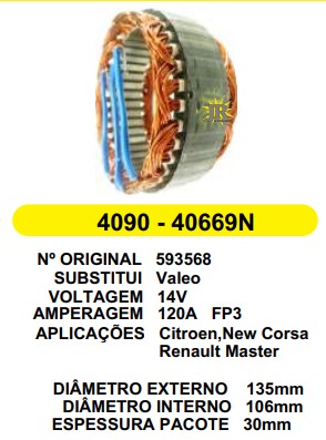4090 EST. VALEO E135 I106 CORSA/RENAULT FT3 120A 12V