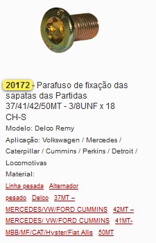GB20172 PARAFUSO SAPATA PARTIDA 37MT/41MT/42MT/50MT 3/8X18 (C/10)