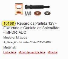 GB10168I REPARO PARTIDA HONDA 12V EIXO CURTO (1PÇ)