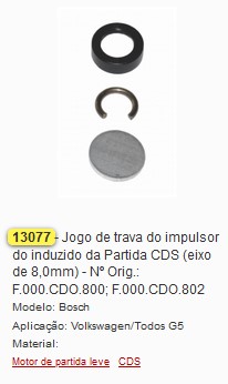 GB13077 JOGO TRAVA BENDIX INDUZ. PART. CDS 12V. (EIXO 8,0MM) (02PÇS)