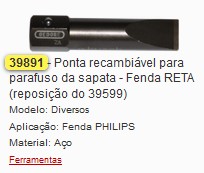 GB39891 PONTA RECAMBIAVEL SEXTAVADO FENDA