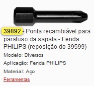 GB39892 PONTA RECAMBIAVEL SEXTAVADO PHILIPS