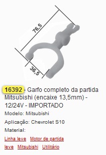 GARFO MOTOR DE PARTIDA 16392I