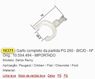 GARFO MOTOR DE PARTIDA 16371I