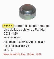 GB36146 TAMPA FECH. EIXO COLETOR PARTIDA BOSCH FIAT/VW G5 (2PÇS)