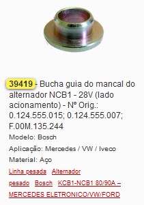 GB39419 BUCHA GUIA DO MANCAL ALTERNADOR NCB1 (02PÇ)