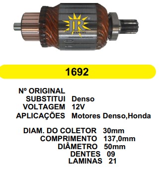 1692 IND. PART. DENSO HONDA CIVIC 12V C137 D45.5 9D