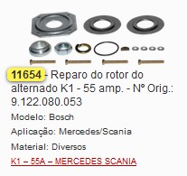 GB11654 REPARO ROTOR ALTERNADOR BOSCH 55A (C/01PÇ)