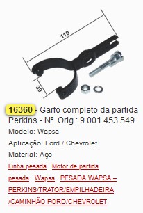 GARFO MOTOR DE PARTIDA 16360