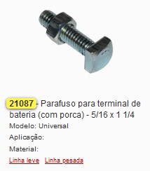 GB21087 PARAFUSO TERMINAL BATERIA C/PORCA (5X16 1X4) (2PÇS)
