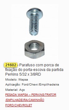 GB21602 PARAFUSO PORTA ESC. PERKINS 5/32X1/2 (20PÇ)