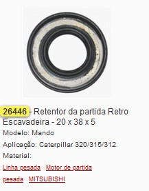 GB26446 RETENTOR PARTIDA MITSUBISHI (20X38X5) (01PÇ)