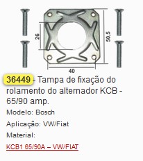 GB36449 TAMPA FIX. ROLAMENTO ALTERNADOR BOSCH KCB 65/90 C/ROSCA (C/02PÇS) 