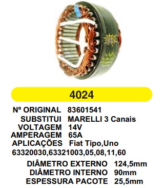 4024 EST. MARELLI E124.5 I90 3 CANAIS EXTR 55A 12V